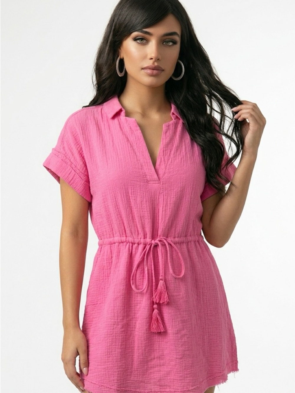 TwentyTen Women’s Pink gauze cotton mini dress raw hem size small nwt